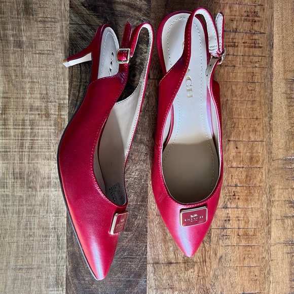 Coach Vibrant Red Slingback Heels - Picture 3 of 3
